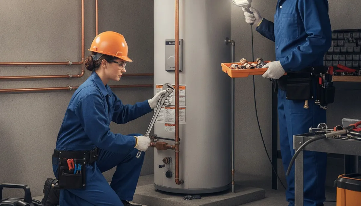 Plumber repairing a leak for an Overland Park, KS home
