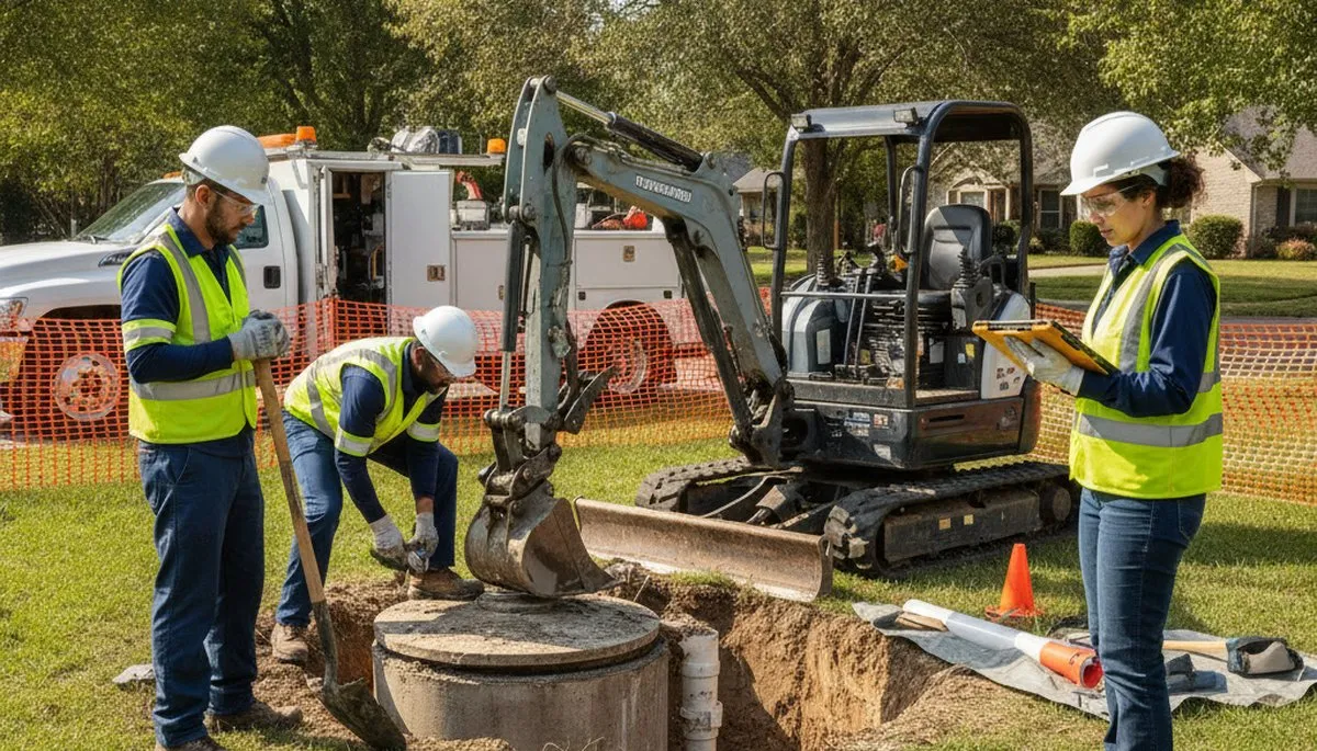Septic repair service truck for Overland Park, KS homes by On Call Plumbers